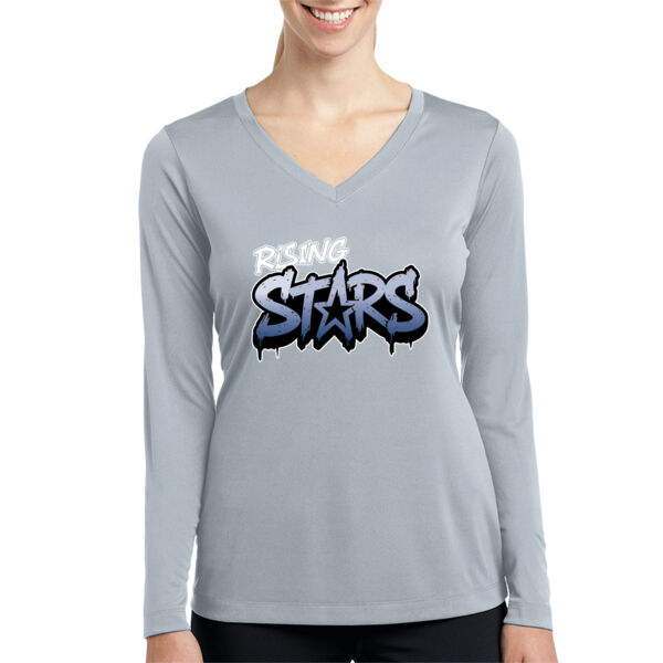 Rising Stars Ladies Long Sleeve PosiCharge Competitor V Neck Tee Thumbnail